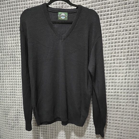 (2) Jantzen SOFT Mens Sweaters SzLg Lot VTG Black Navy Blue Career Casual Staple - Picture 8 of 16